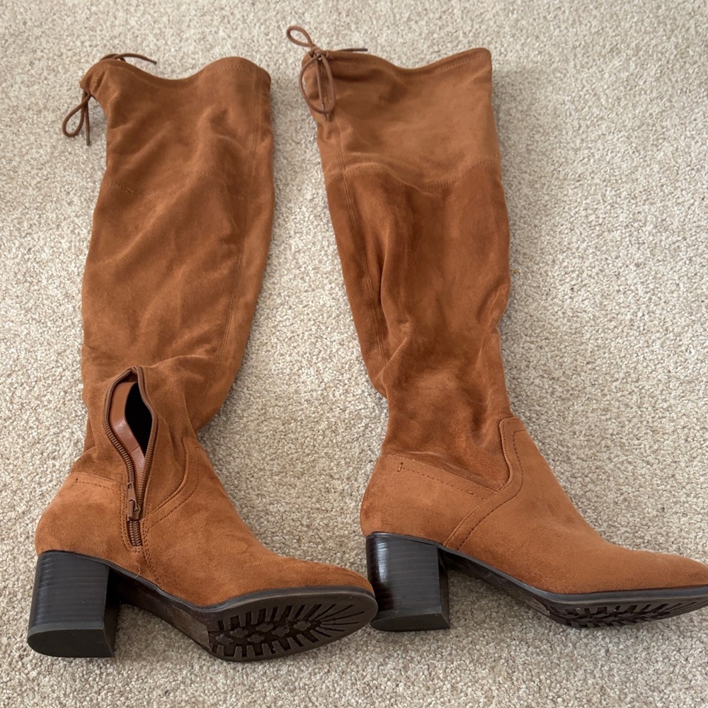 Aldo Over-the-Knee Suede Boots - Chestnut Brown